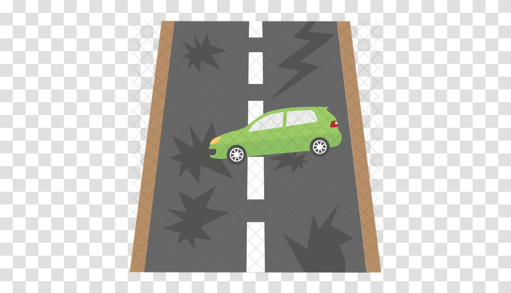 Road Destruction Icon Of Flat Style City Car, Poster, Advertisement, Text, Paper Transparent Png