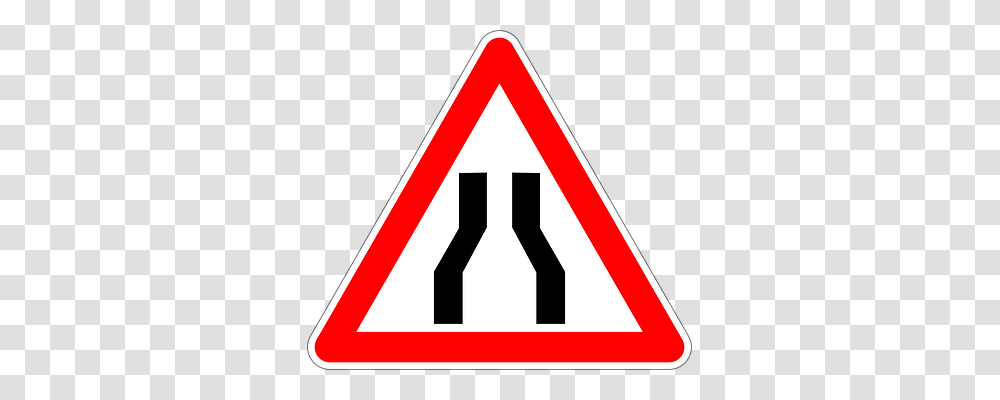 Road Narrows On Both Sides Transport, Road Sign, Stopsign Transparent Png