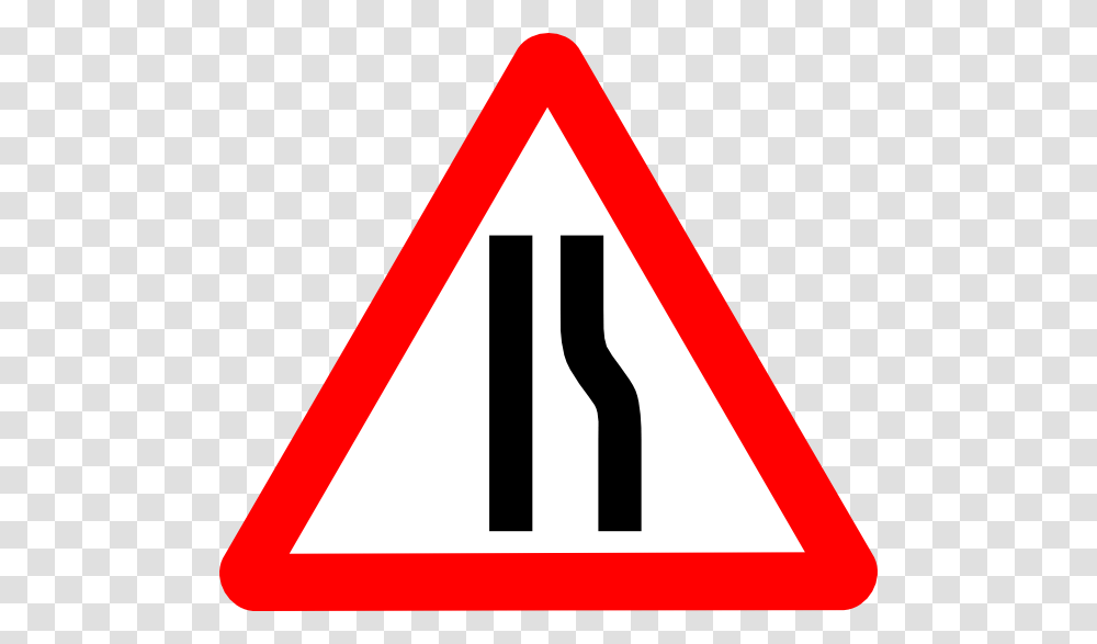 Road Narrows Sign Clip Art, Road Sign, Stopsign Transparent Png