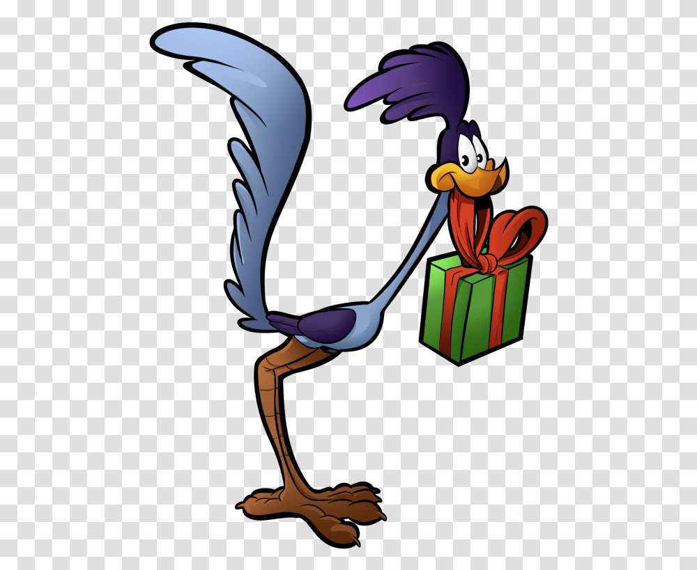 Road Runner Holding Christmas Present Looney Tunes Road Runner And Coyote, Gift, Bird Transparent Png
