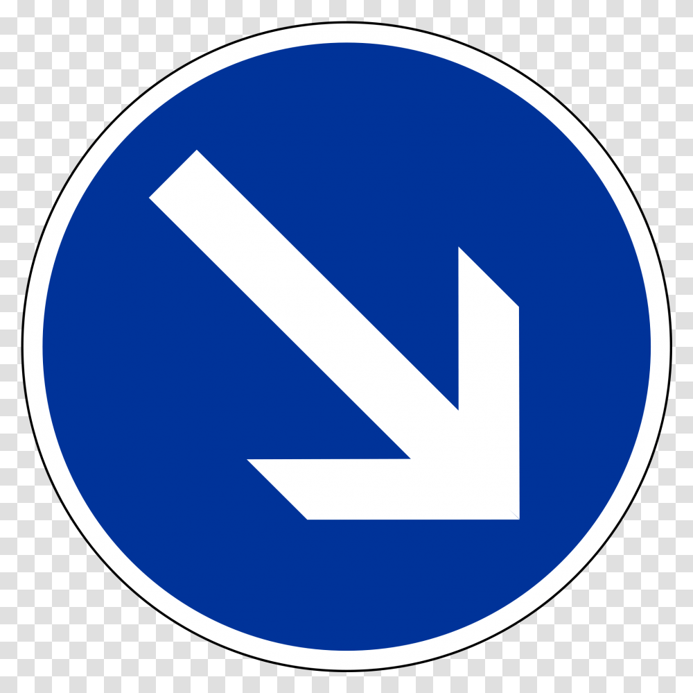 Road Sign With Down Arrow Free Image Pass Right Road Sign, Symbol Transparent Png