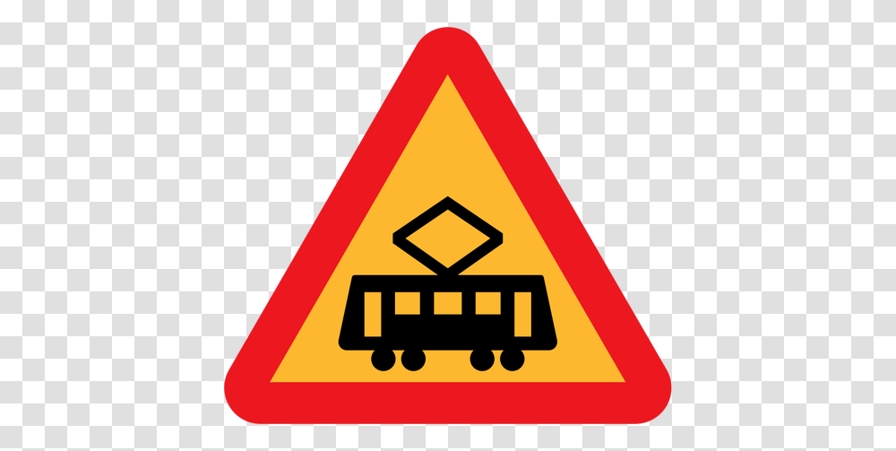 Road Symbol For Tram Crossing Vector Graphics, Road Sign, Triangle Transparent Png