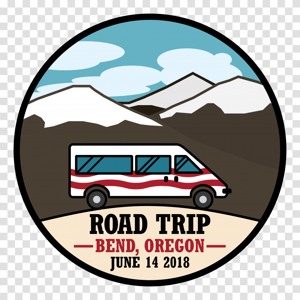 Road Trip To Bend The Red Aces, Van, Vehicle, Transportation, Label Transparent Png