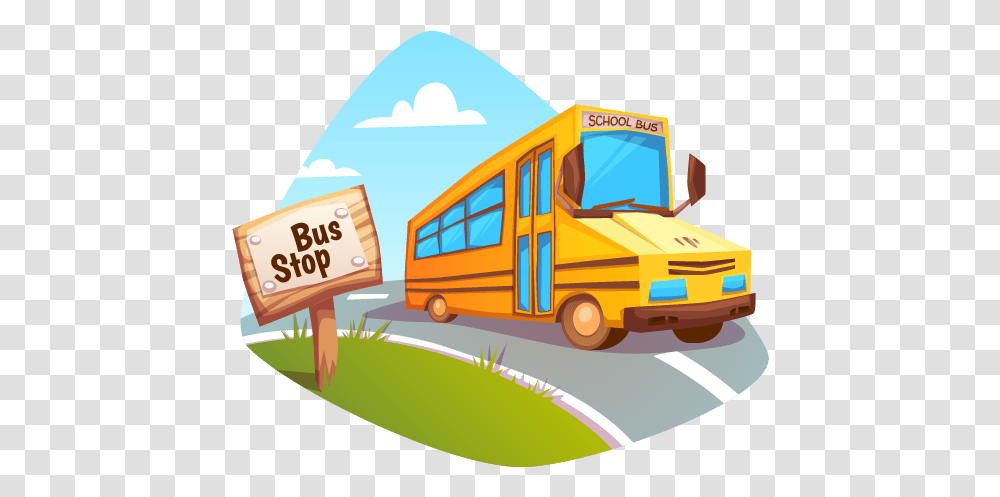Road With Bus, Vehicle, Transportation, School Bus Transparent Png