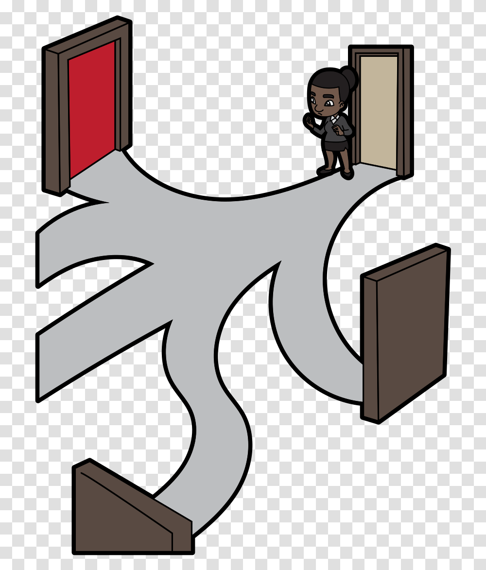 Roads And Doors To Career Change Cartoon Hd Download, Person, Human, People Transparent Png