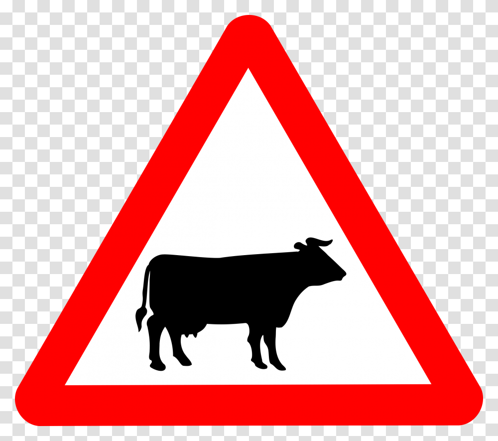 Roadsign Cattle Clip Arts Road Signs For Animals, Cow, Mammal, Triangle Transparent Png
