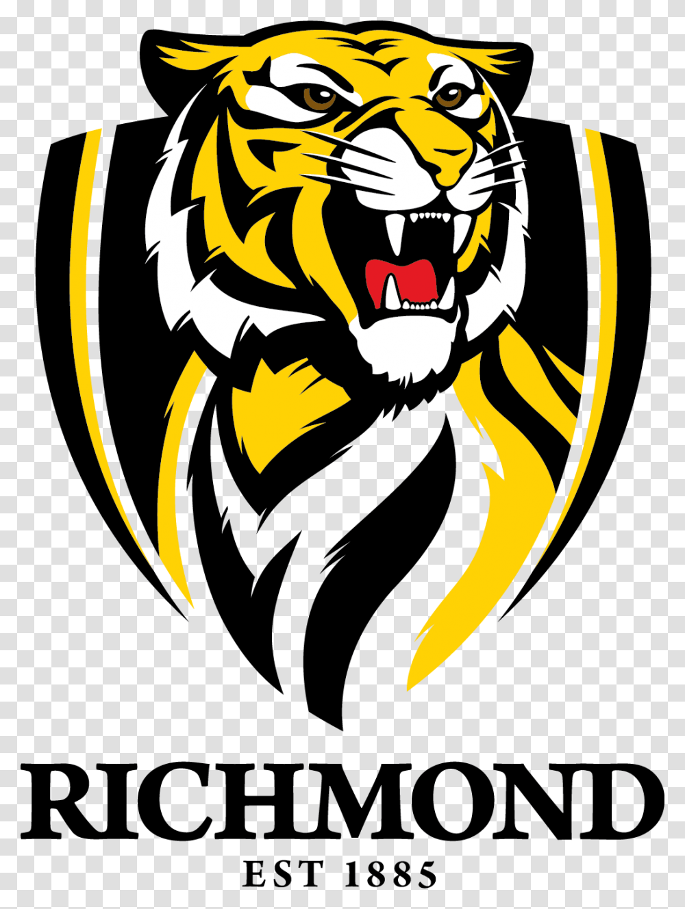 Roaring Tiger Richmond Football Club Logo, Trademark, Label Transparent Png