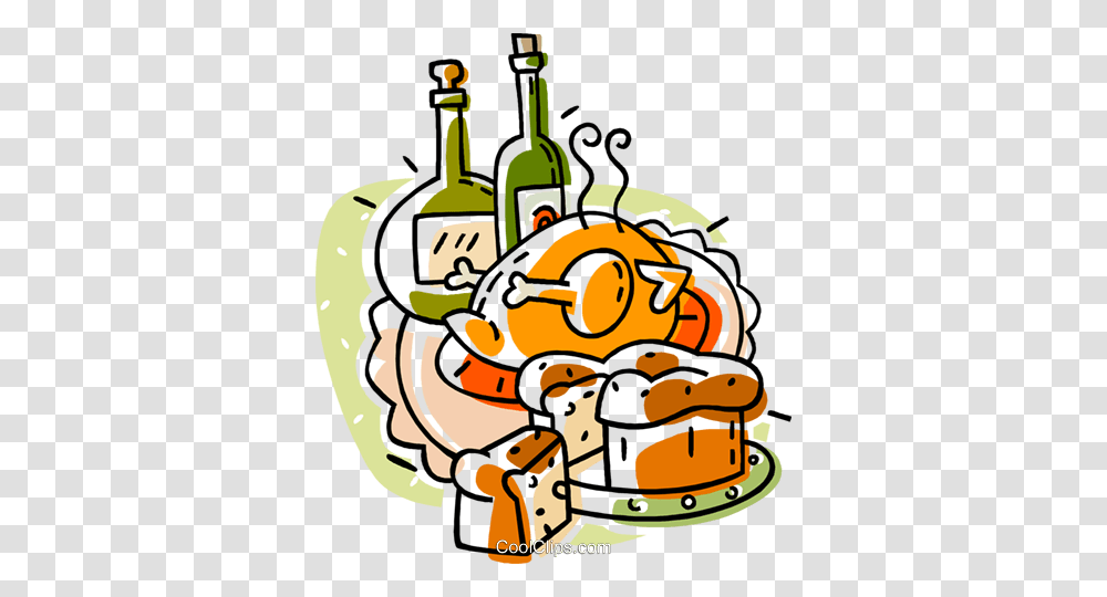 Roast Turkey With Bottles Of Wine Royalty Free Vector Clip Art, Beverage, Drink, Bulldozer, Vehicle Transparent Png