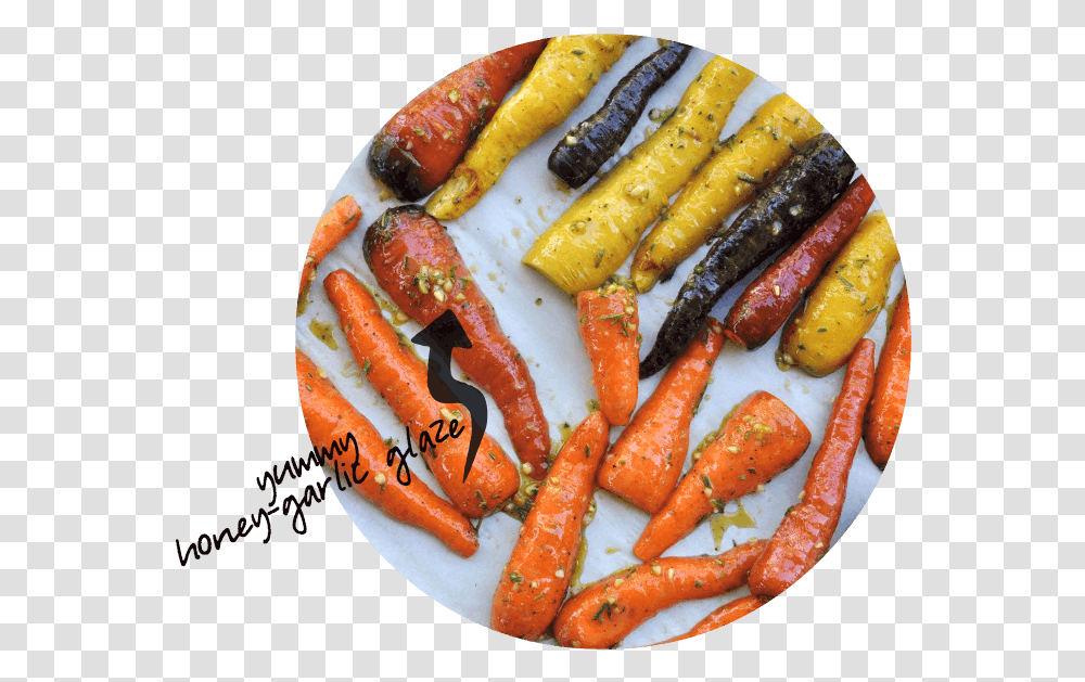 Roasted Carrots With Honey Mustard Glaze Overhead View Dish, Hot Dog, Food, Plant, Vegetable Transparent Png
