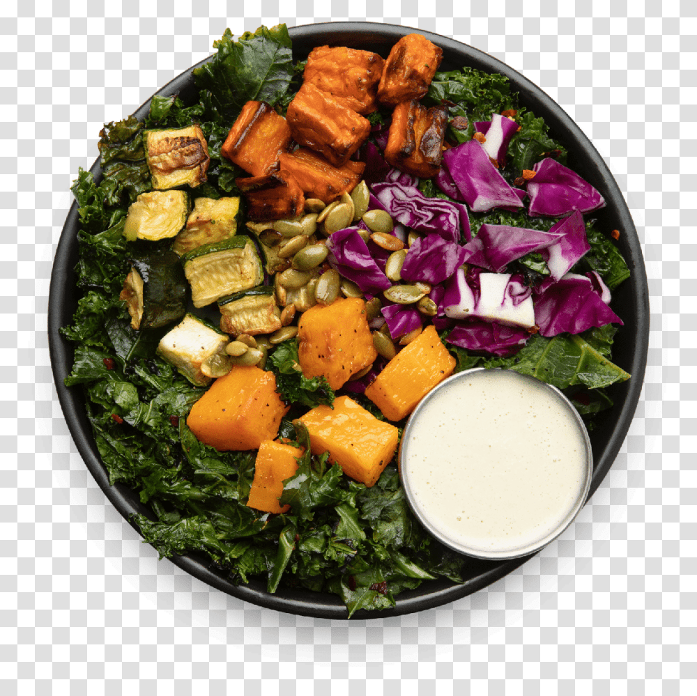 Roasted Veggies With Cucumber Tahini Fattoush, Dish, Meal, Food, Platter Transparent Png