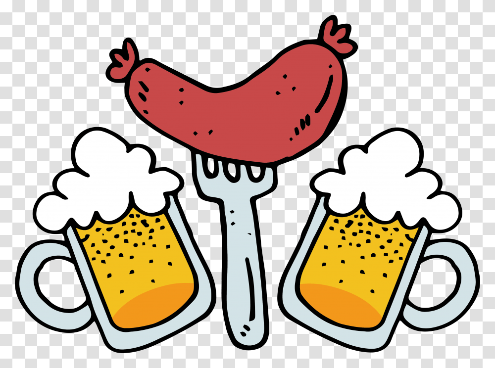 Roasting Hot Dog Clipart Beer And Sausage Cartoon, Food, Eating, Cutlery, Dairy Transparent Png