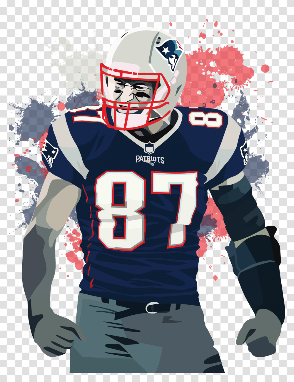 Rob Gronkowski Images In New England Patriots Cartoon, Helmet, Clothing, Person, People Transparent Png