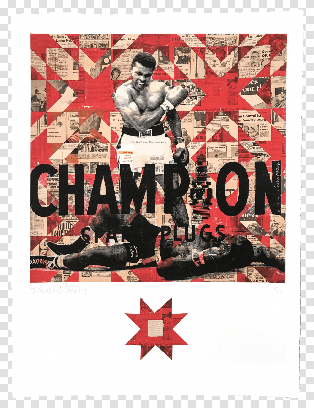 Robert Mars Be Killer Archival Print With Authentic Muhammad Ali Swatch Edition Of 25 18 X 24 Poster Transparent Png