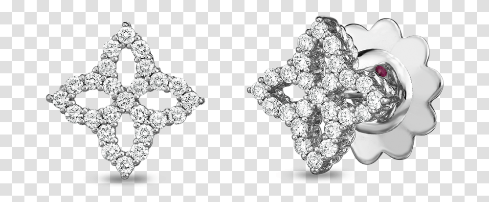 Roberto Coin 18kt Diamond Outline Small Flower Stud Earring, Accessories, Accessory, Jewelry, Gemstone Transparent Png