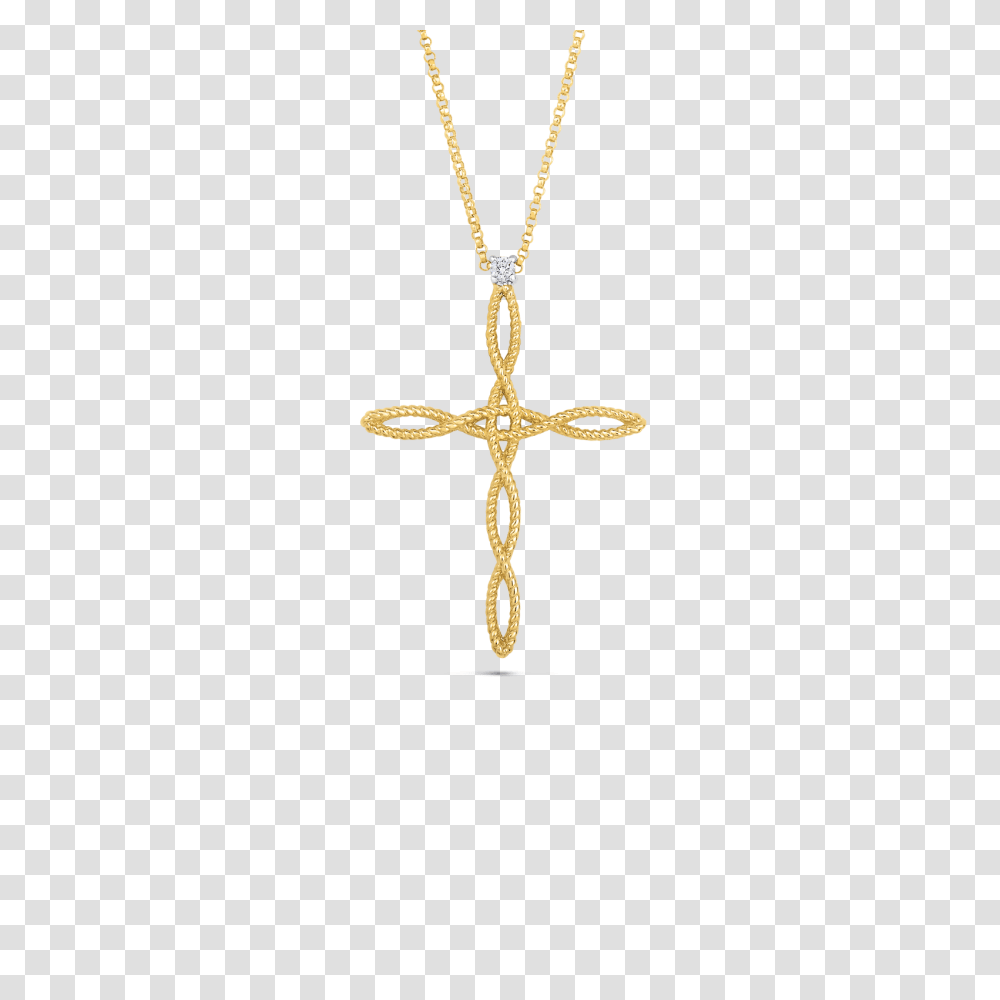 Roberto Coin Barocco Yellow Gold And White Gold Cross, Necklace, Jewelry, Accessories, Accessory Transparent Png