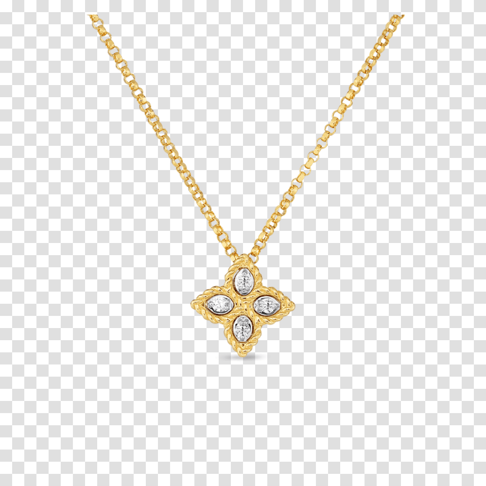 Roberto Coin Princess Flower Gold And Diamond Pendant Providence, Necklace, Jewelry, Accessories, Accessory Transparent Png