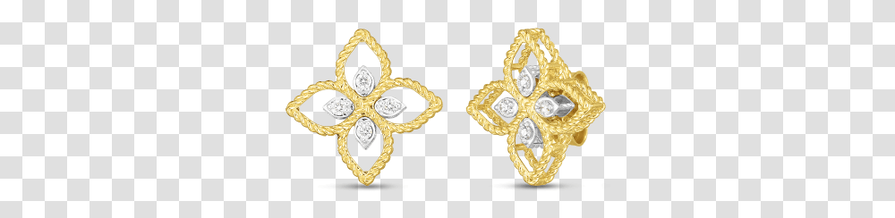 Roberto Coin Princess Flower Small Open Diamond Earrings, Cross, Jewelry, Accessories Transparent Png