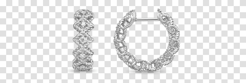 Roberto Coin Round Diamond Hoop Earring Earrings, Person, Human, Alphabet Transparent Png