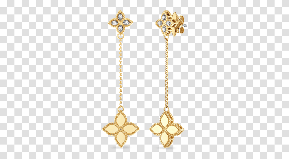 Roberto Coin Short Drop Earrings With Diamonds Roberto Coin Princess Flower Earrings, Accessories, Accessory, Jewelry, Gold Transparent Png