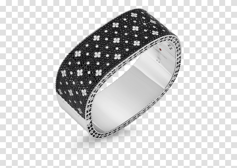 Roberto Coin Wide Bangle With Black And White Fleur Black And White Diamond Bangles, Gemstone, Jewelry, Accessories, Accessory Transparent Png