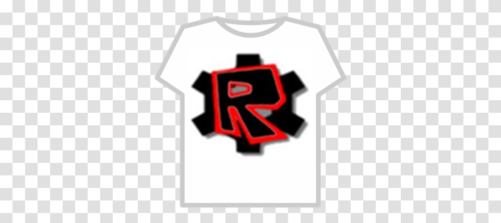 Roblox Red And Black Gear R Logo Short Sleeve, Symbol, First Aid, Trademark, Shirt Transparent Png