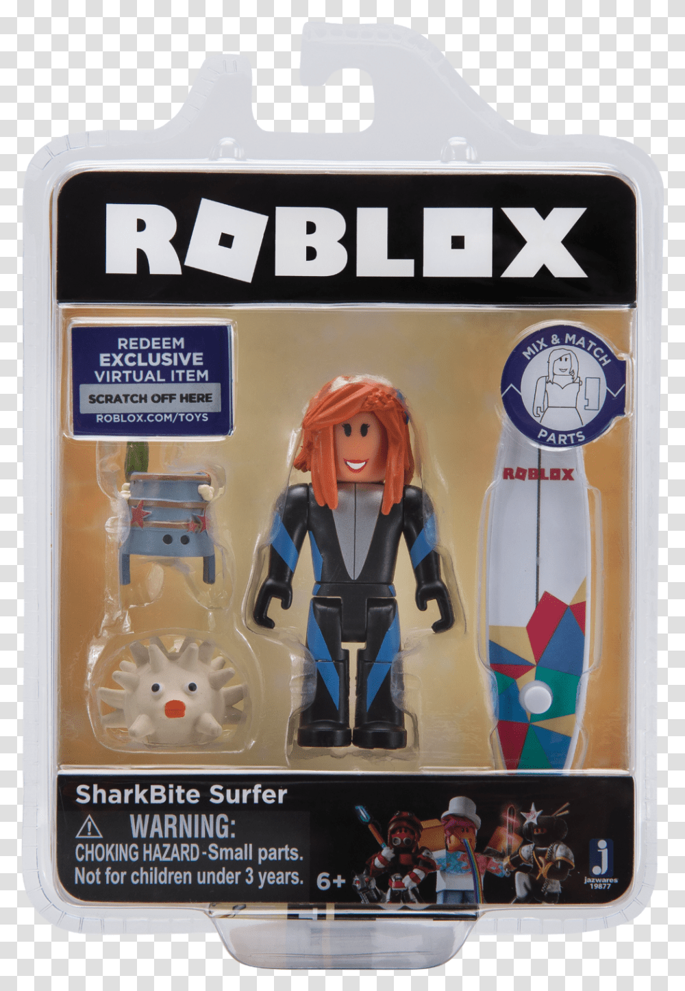 Roblox Sharkbite Surfer Mini Action Figure With Virtual Shark Bite Roblox Toy, Figurine, Paper, Advertisement Transparent Png