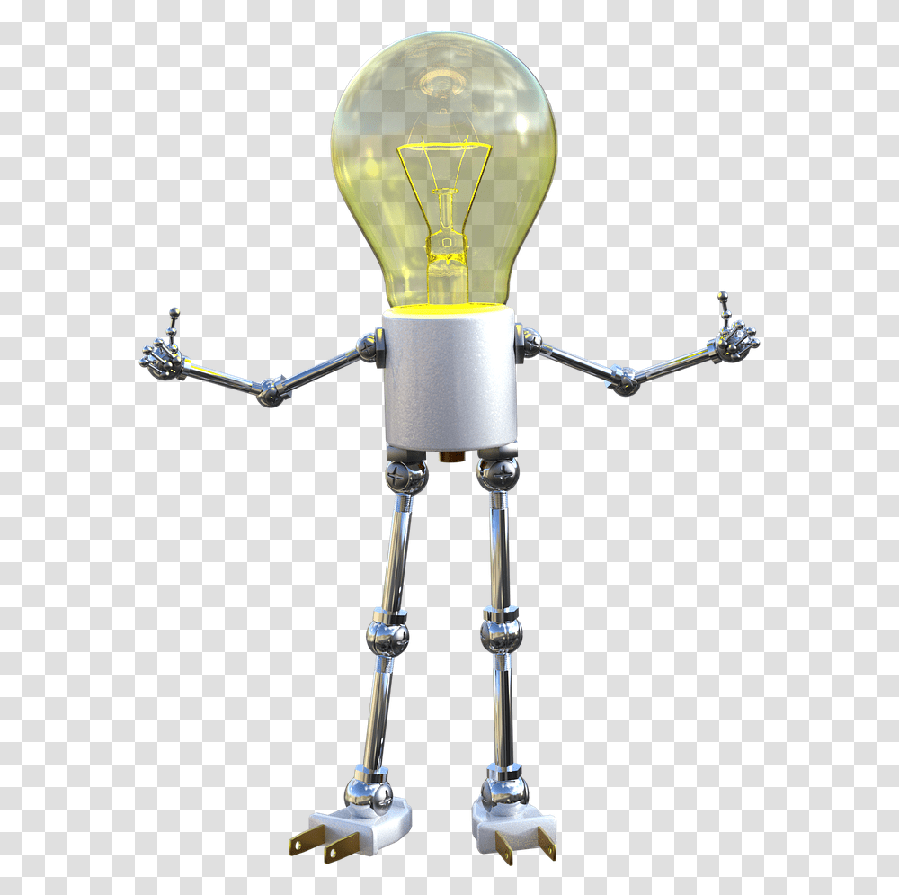 Robot Bulb, Light, Lamp, Lightbulb Transparent Png