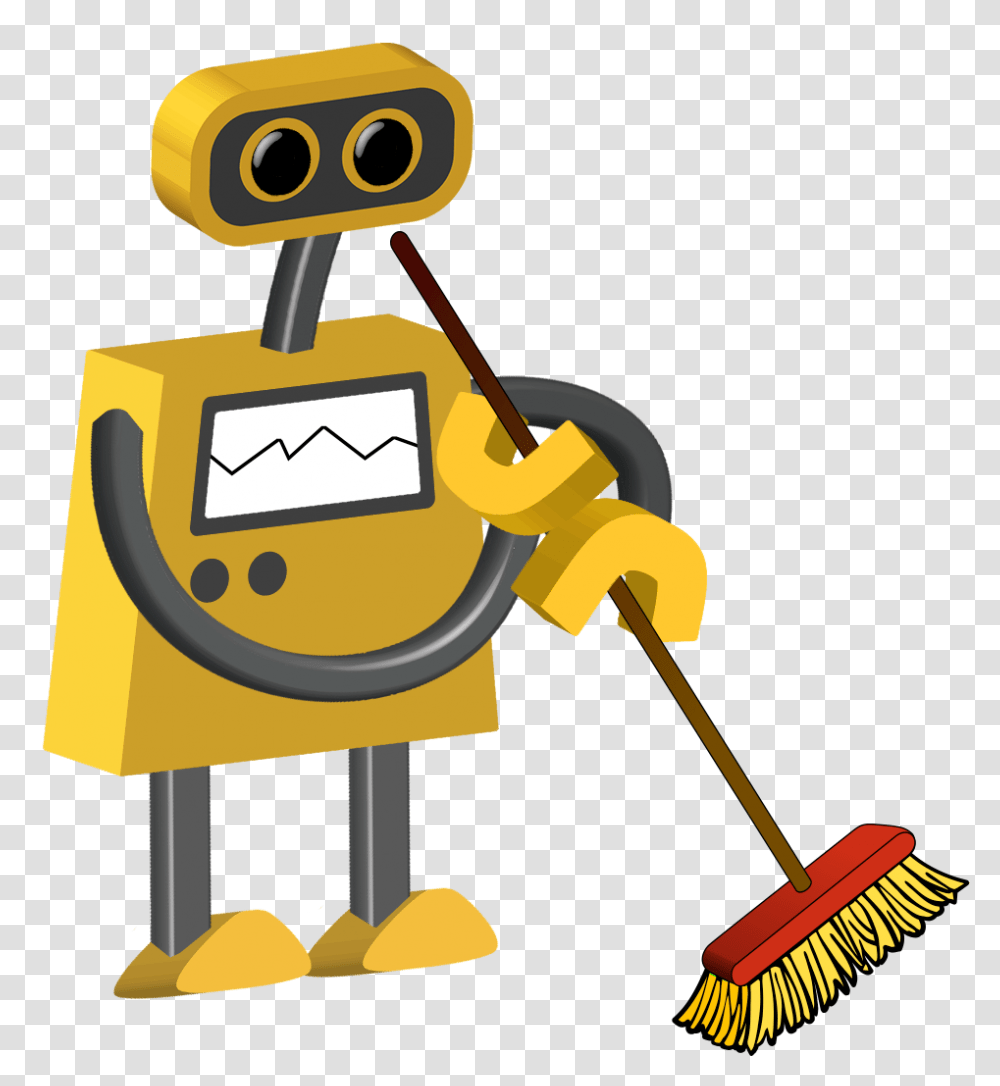 Robot With Clear Background Clipart Cartoons With Background, Broom Transparent Png