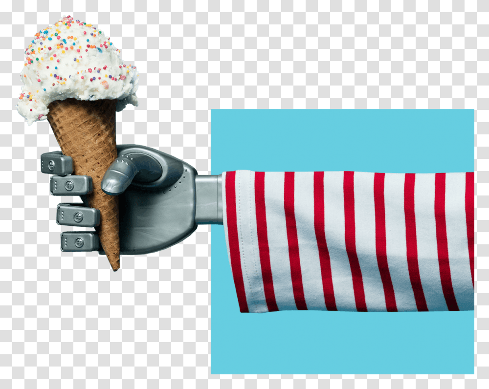 Robotic Hand Holding An Ice Cream Cone Ice Cream Cone, Dessert, Food, Creme, Sweets Transparent Png