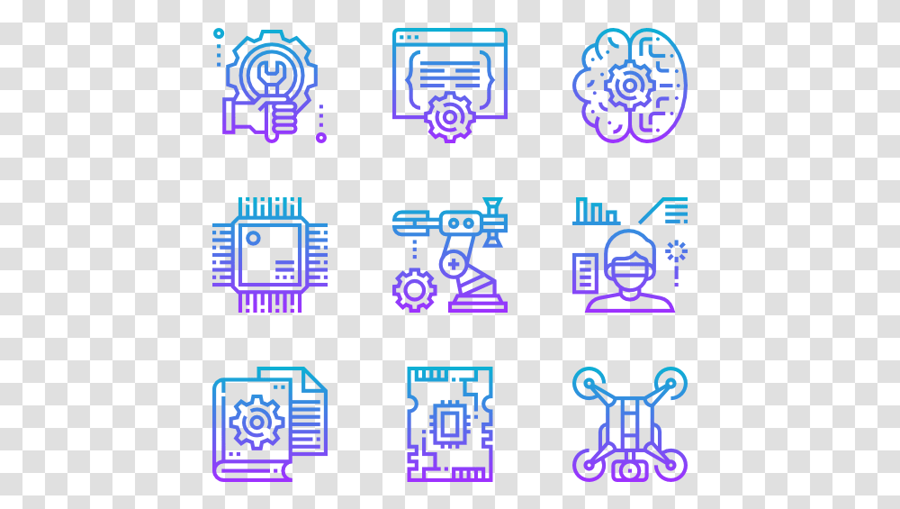 Robotics Engineering Icons, Pac Man, Alphabet, QR Code Transparent Png