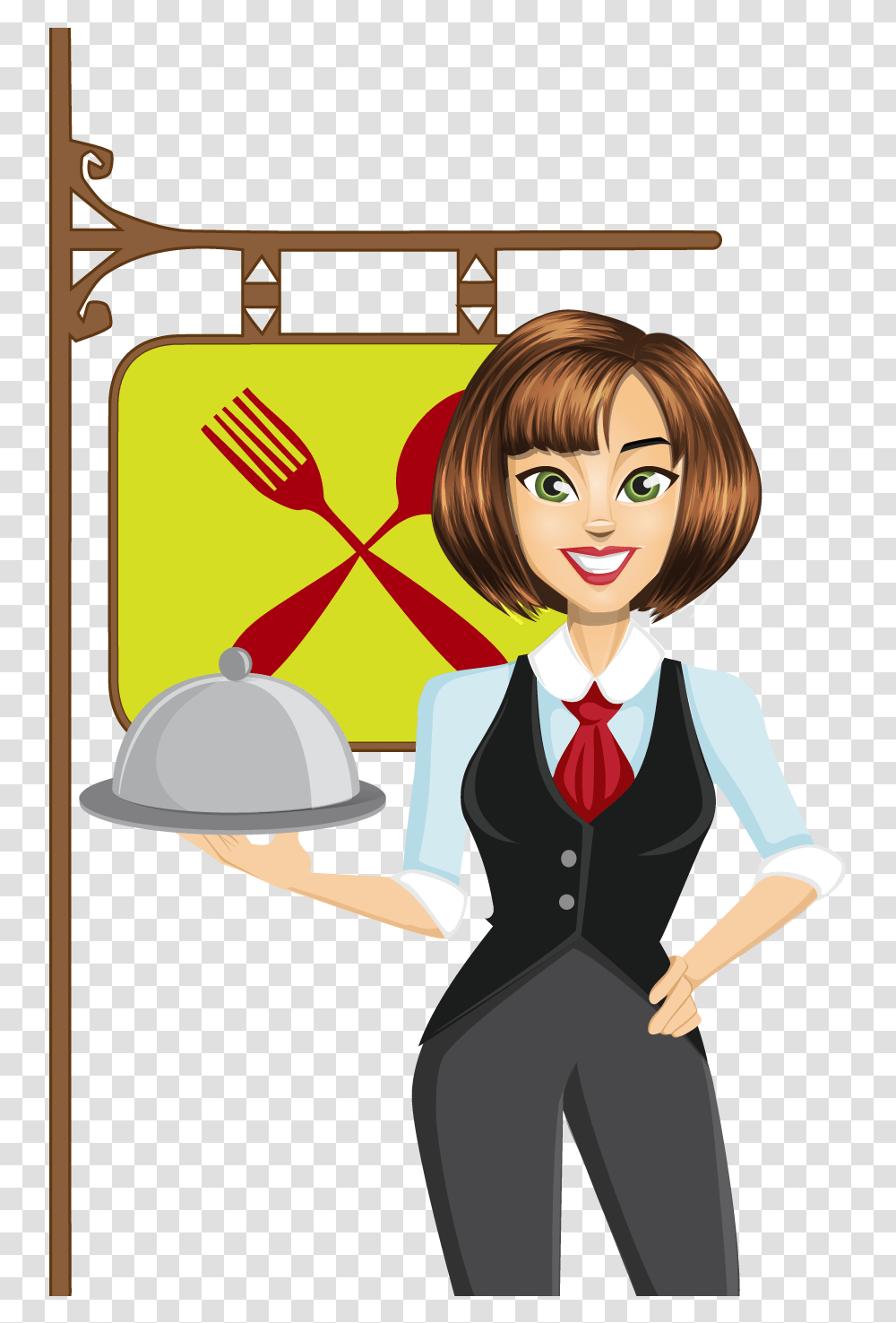 Robust Oriental Soup Waitress Clipart, Waiter, Person, Human, Female Transparent Png