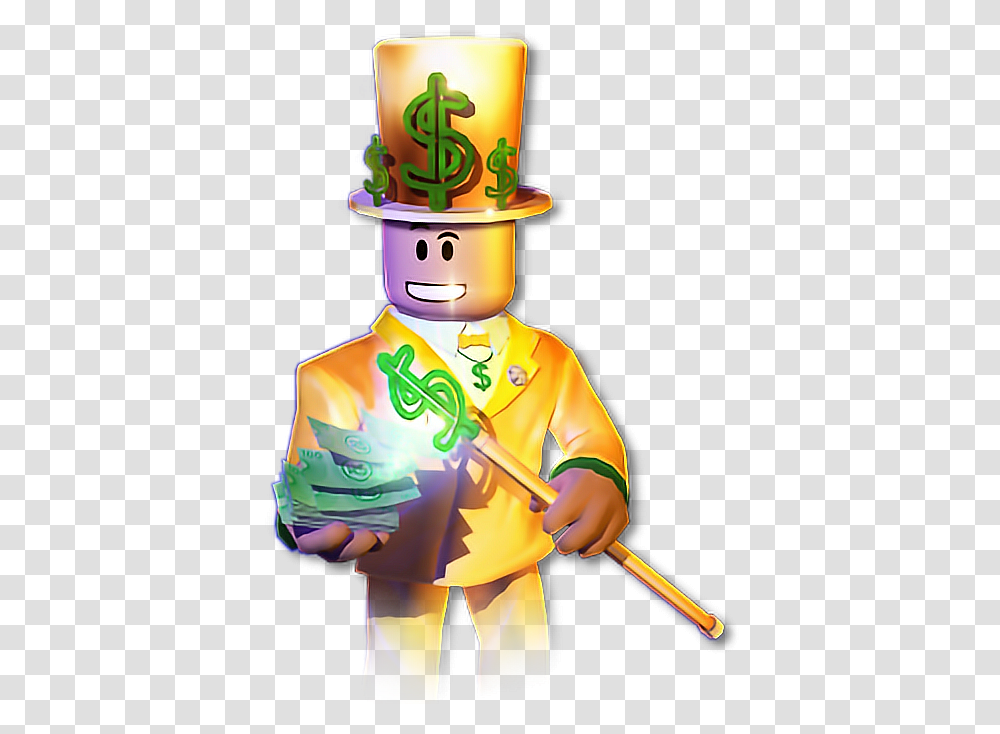 Robux Roblox Rich Money Videogame Game Robuxguy Roblox Mr Bling Bling, Person, Human, Performer, Costume Transparent Png