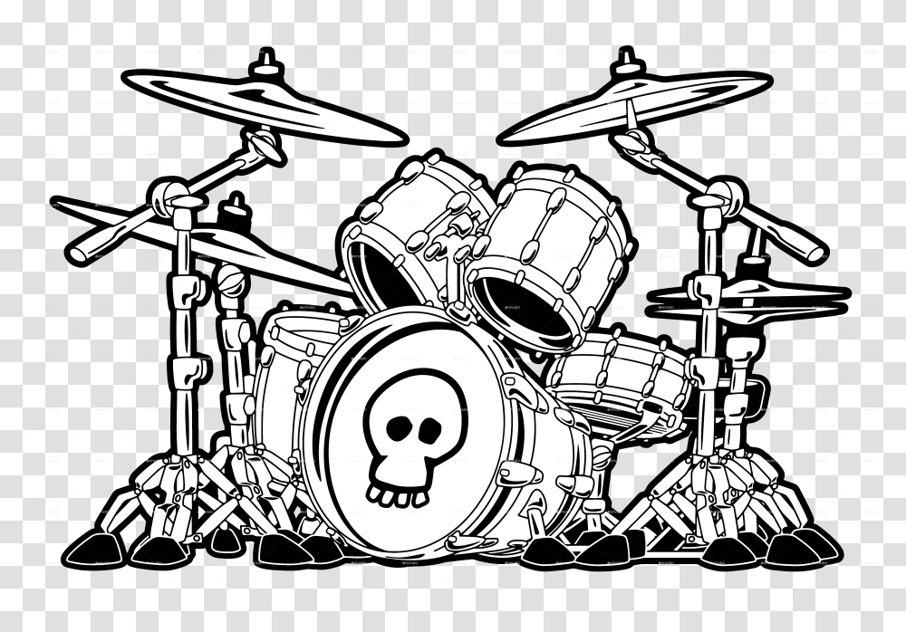 Rock Drum Set Cartoon Vector Illustration Cartoon Drawings Of Drums, Percussion, Musical Instrument, Musician, Machine Transparent Png