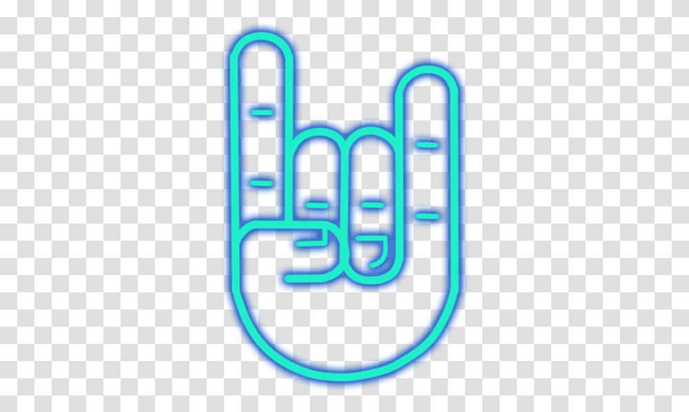 Rock Emoji Neon Neonlight Lighting Cute Colorful Rock N Roll Neon, Horn, Brass Section, Musical Instrument Transparent Png