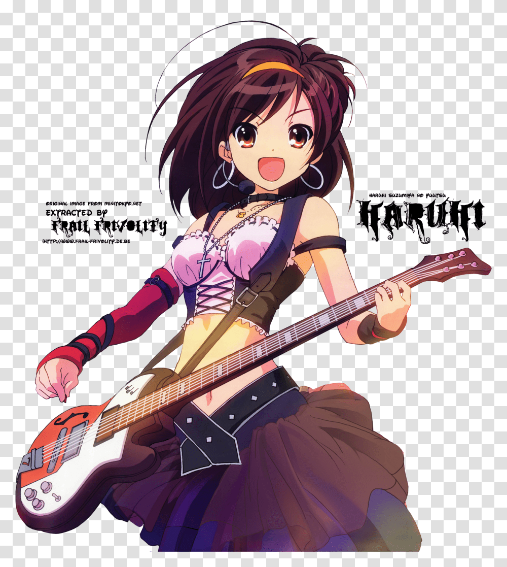Rock Estrella Girl Haruhi Suzumiya Guitar, Leisure Activities, Musical Instrument, Person, Human Transparent Png
