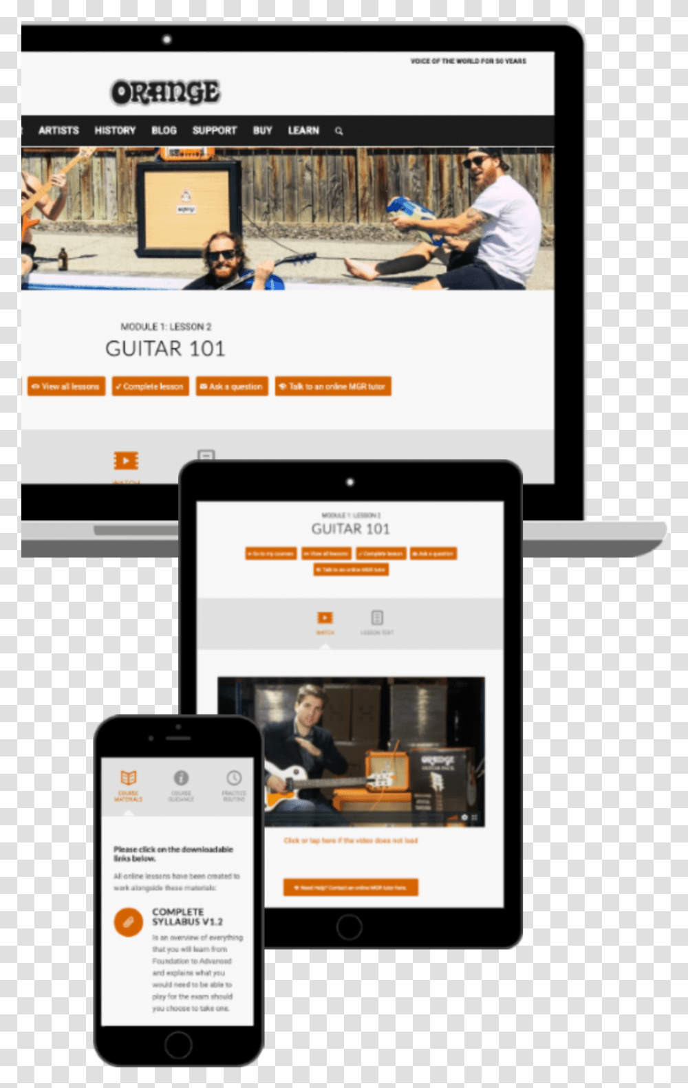 Rock Guitar Course - Orange Amps Website, Mobile Phone, Electronics, Cell Phone, Person Transparent Png