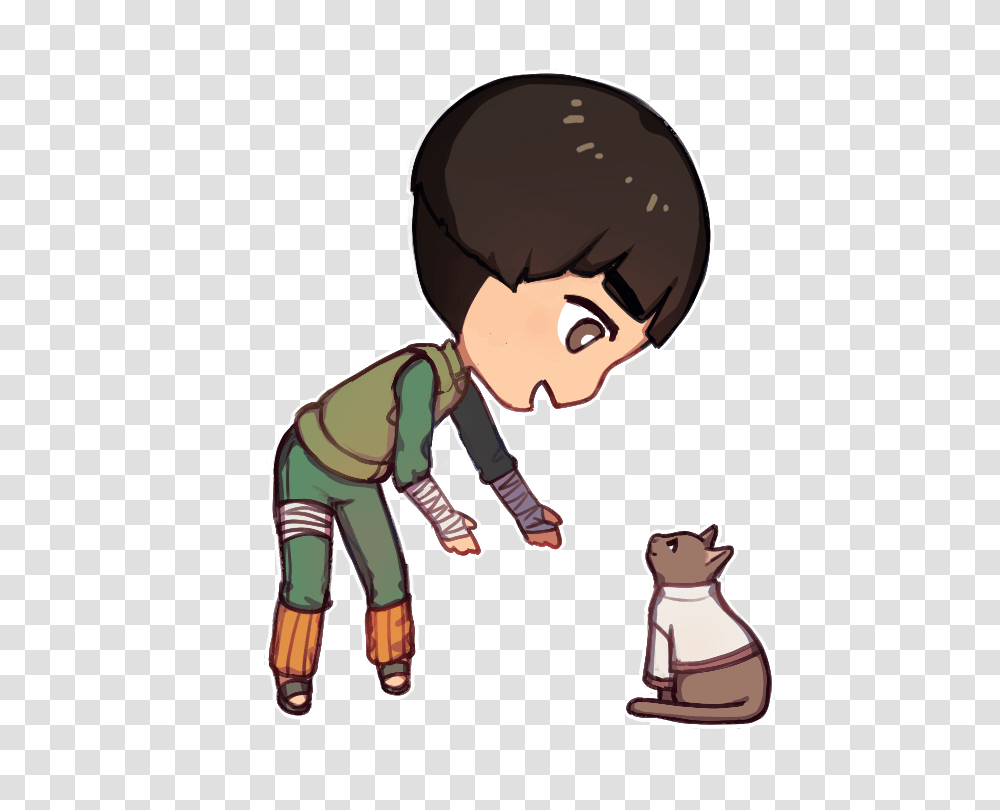 Rock Lee And His Cat, Person, Human, Kneeling, Hand Transparent Png