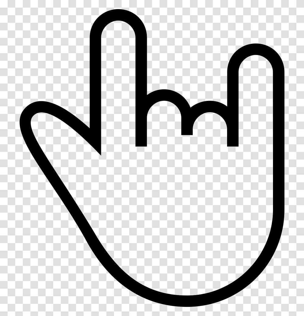 Rock N Roll Gesture Outlined Hand Symbol Rock Hand Sign, Stencil, Antelope, Wildlife, Mammal Transparent Png