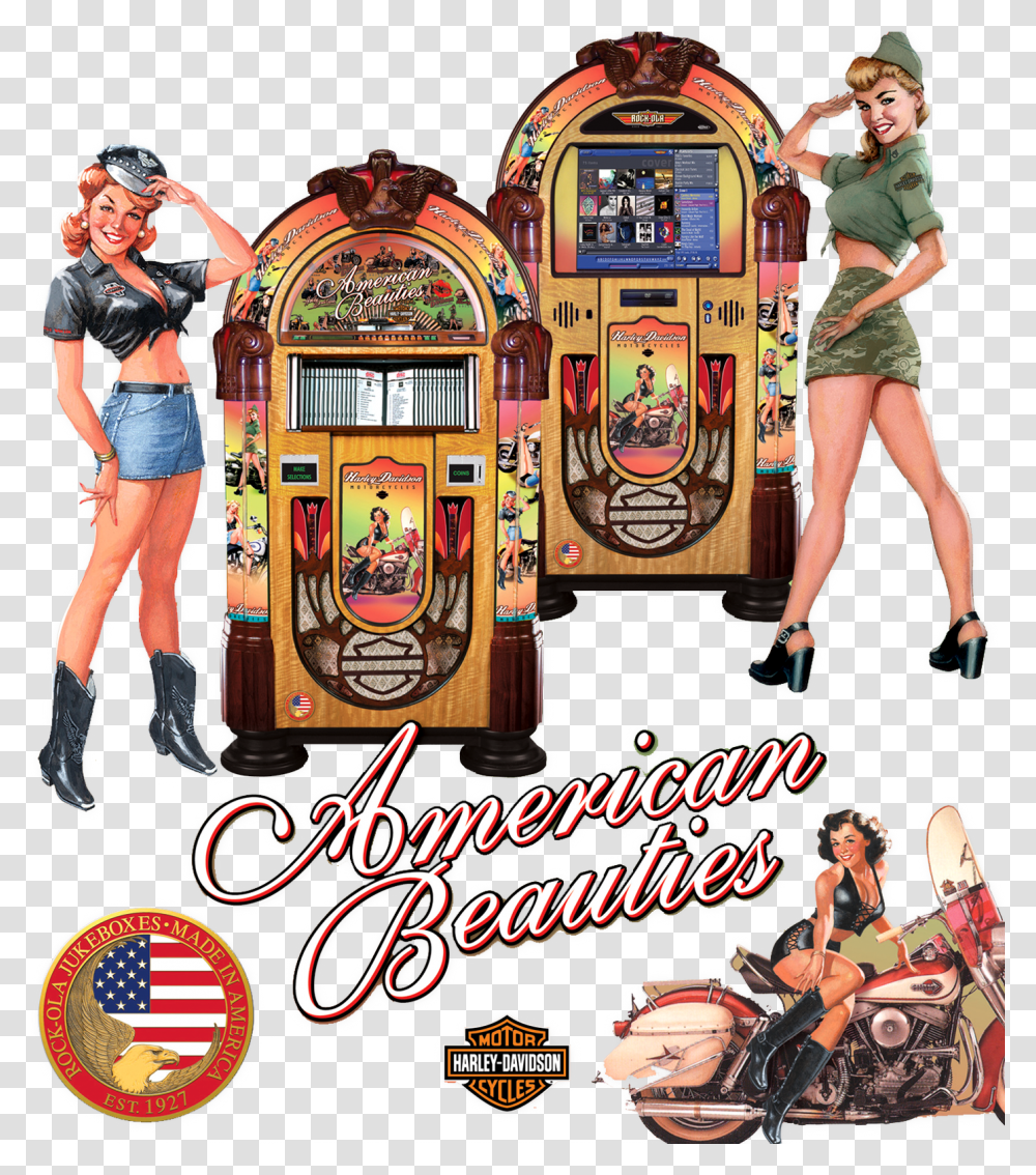 Rock Ola American Beauties Jukeboxes Jukebox Harley, Person, Human, Poster, Advertisement Transparent Png