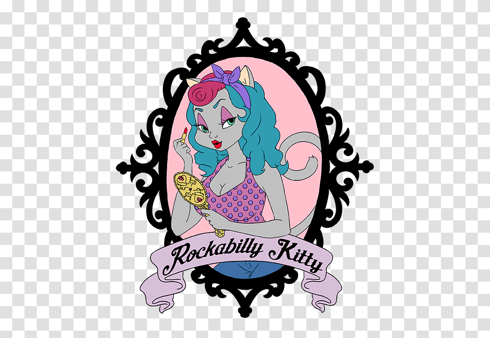 Rockabilly Kitty Pinup Retro Clothing And Makeup, Doodle, Drawing, Performer Transparent Png