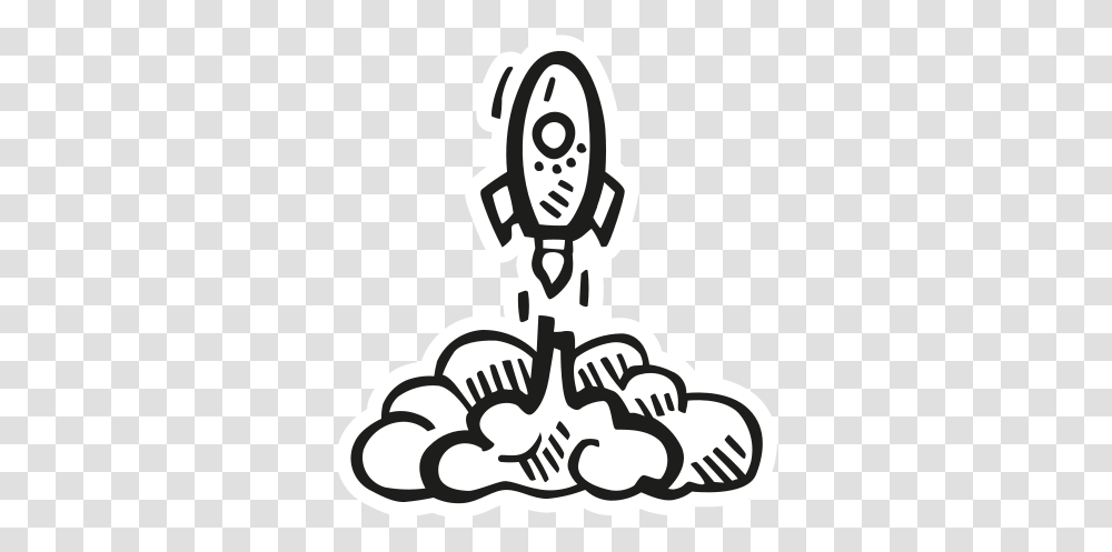Rocket Launch Free Icon Of Space Hand Drawn Black Sticker Rocket Icon White, Stencil, Symbol Transparent Png