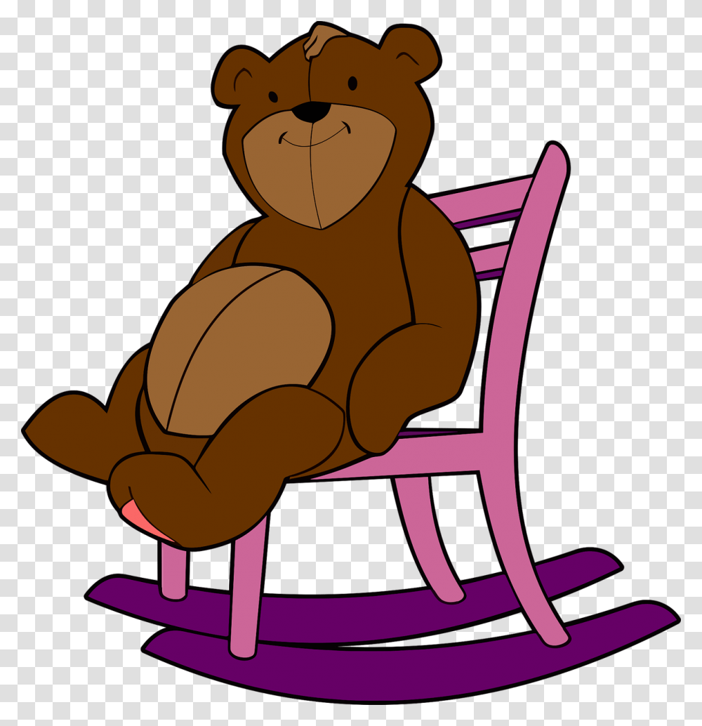 Rocking Chair Stuffed Animal Teddy Bear Toy Teddy Bear On The Chair Clipart, Furniture Transparent Png