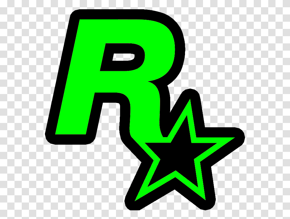 Rockstar Games Icon Neon Green Logo Rockstar Games, Symbol, Number, Text, Star Symbol Transparent Png