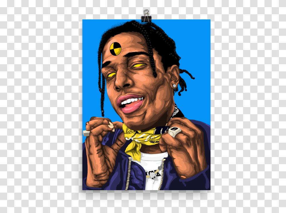 Rocky Premium Luster Poster Asap Rocky Cartoon, Clothing, Person, Face, Graphics Transparent Png
