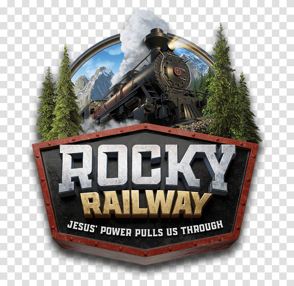 Rocky Railway Vbs Logo, Tree, Plant, Train, Conifer Transparent Png