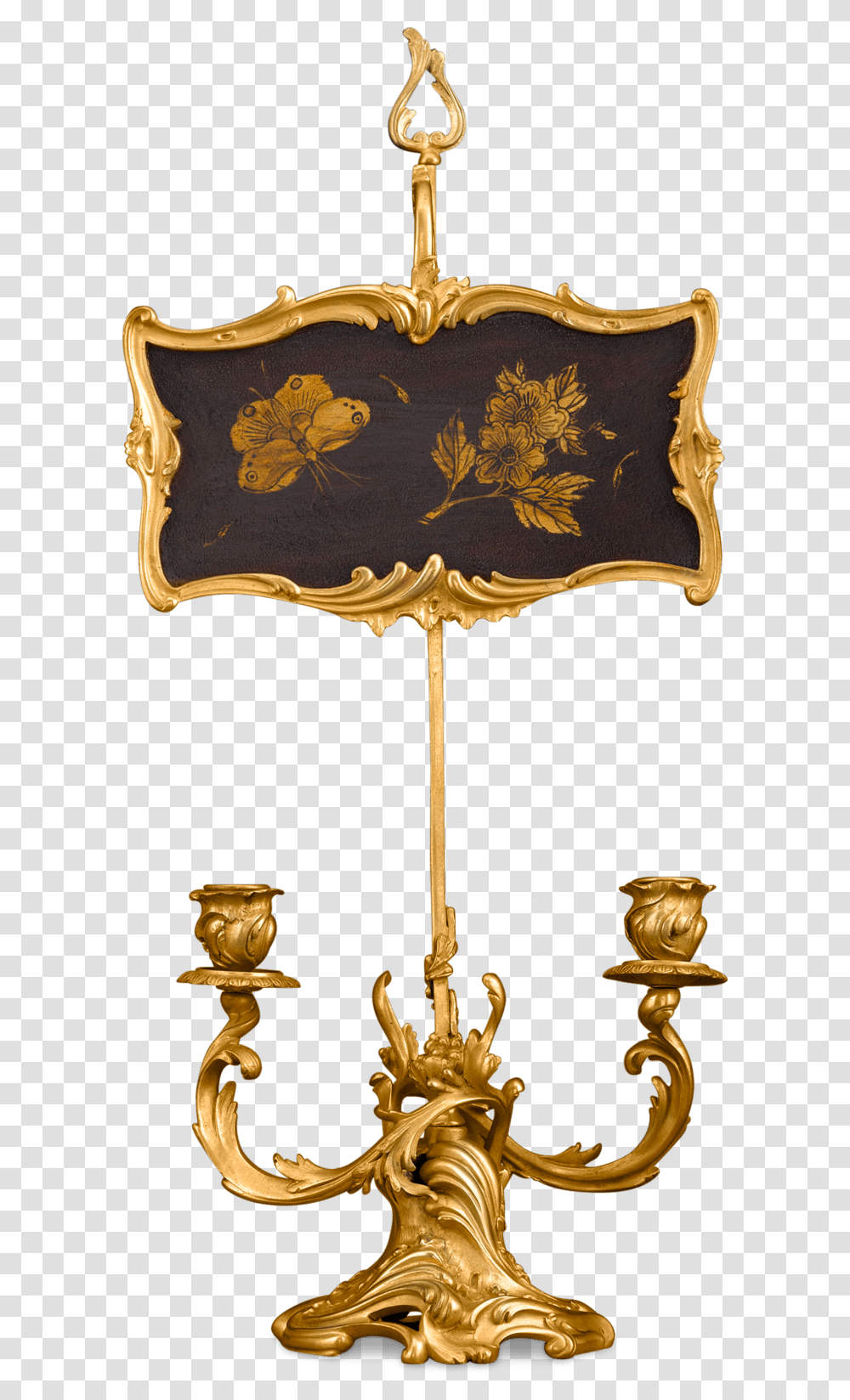 Rococo Wood Panel Candelabrum Brass, Lamp, Lampshade, Bronze, Cross Transparent Png