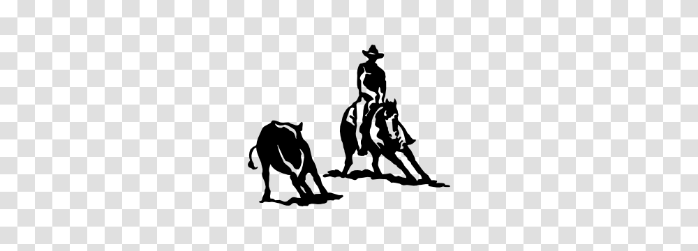 Rodeo Cowboy And Cutting Horse Sticker, Person, Human, Silhouette, Kneeling Transparent Png
