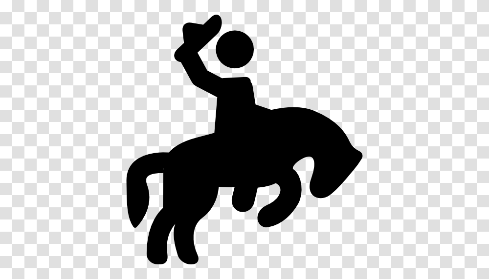 Rodeo Cowboy Black Shape Person Horse Hat Silhouette, Gray, World Of Warcraft Transparent Png