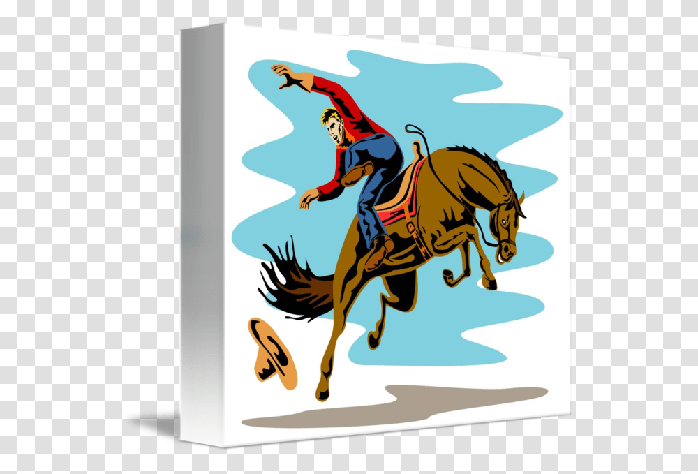 Rodeo Cowboy Riding Bucking Bronco Horse, Mammal, Animal, Person, People Transparent Png