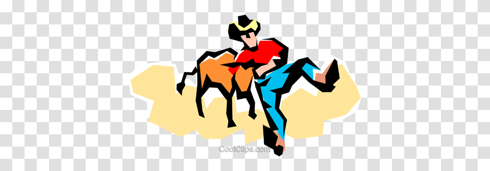 Rodeo Cowboy With A Steer Royalty Free Vector Clip Art, Paper, Recycling Symbol, Hand, Wasp Transparent Png
